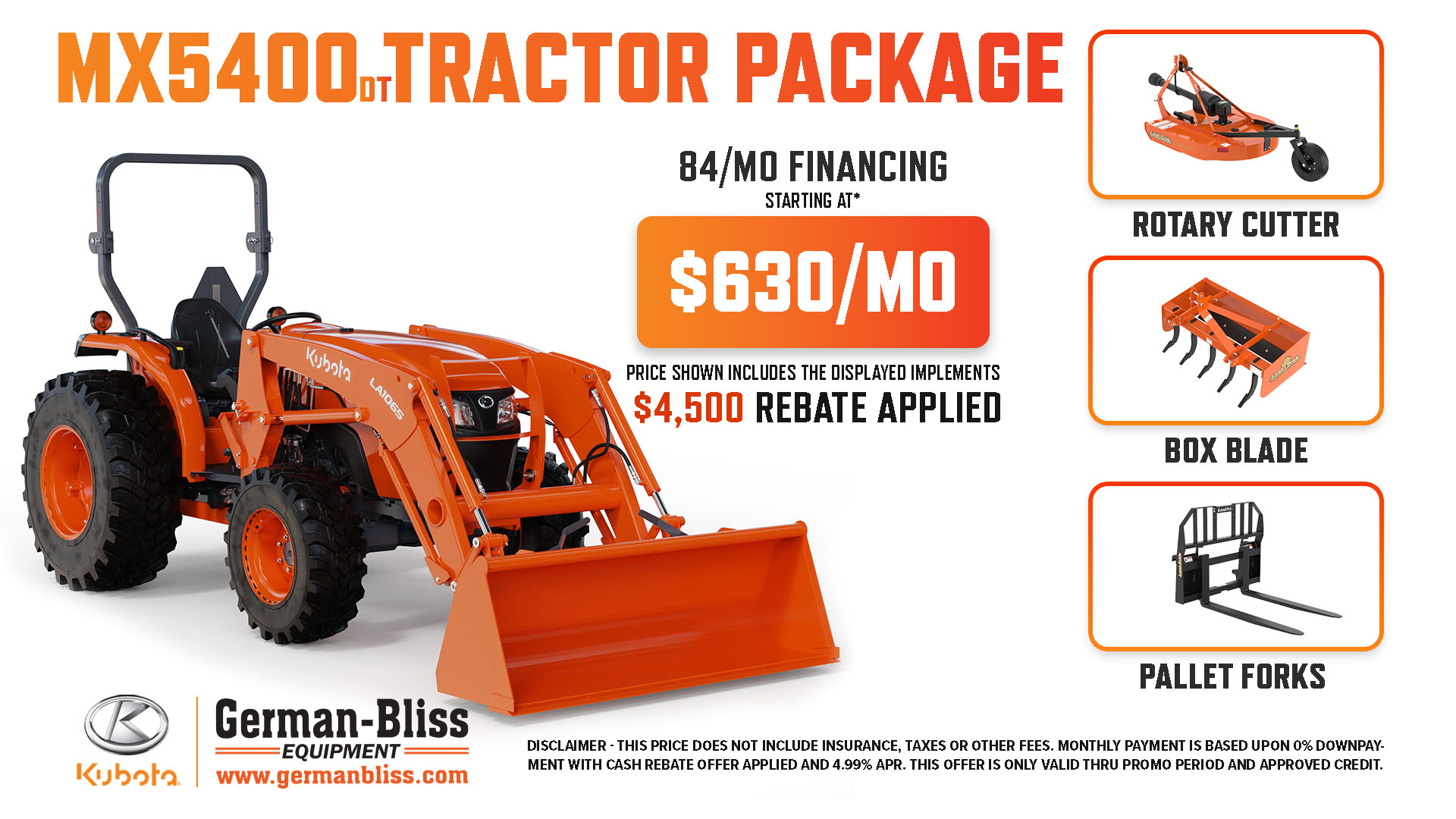 Kubota MX Series Tractor Package - German-Bliss Equipment Inc.